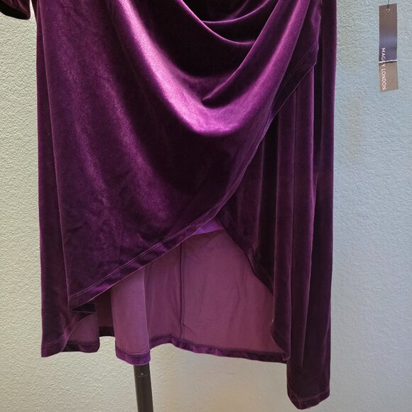 Maggy London Dress Size 16 Velvet Amethyst Purple Ruched Asymmetrical NWT - Picture 12 of 15
